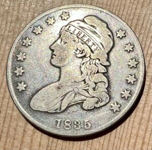 1835�N ??�A���e�B�[�N 90% �V���o�[ �L���b�v�h �o�X�g ��������G�b�W �n�[�t $1 �R�C�� �V�O�}?�e�X�g�ς�