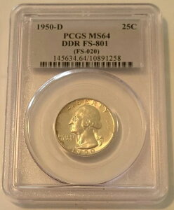1950�N D ���V���g�� �N�H�[�^�[ DDR FS-801 MS64 PCGS ���C�g�g�[�j���O