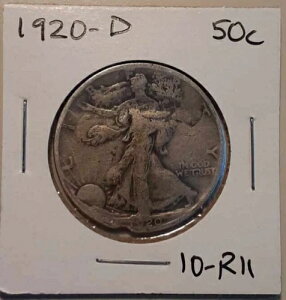 1920-D �f���o�[������ US 50�Z���g �E�H�[�L���O ���o�e�B �n�[�t �h�� 90% ��� (#10-R11)