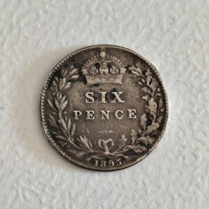 6ペンス 1895年 銀貨 イギリス Ref19278J