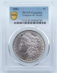 1882年-P モルガン銀貨 PCGS 正規AU詳細ゴールドシールドラベル - C1589