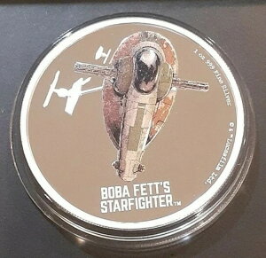 ボバ・フェットのスターファイター 1オンス シルバー 2ドル プルーフコイン スターウォーズ 2022年 ニウエ ディズニー