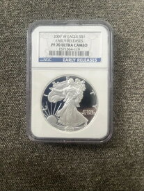 2007 W プルーフ シルバー イーグル NGC PF70 ウルトラカメオ アーリーリリース ラベル