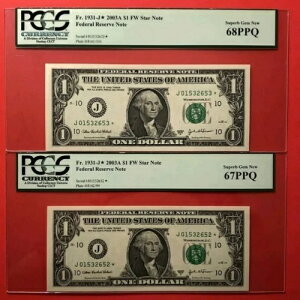 1931-J* 2003A $1 FRN STAR NOTES ペア PCGS SGN 67/68 J 01532652-J 01532653