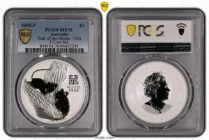�I�[�X�g�����A 2020�N ���t�� �l�N 1�I���X �� PCGS MS70 �g�b�v�|�b�v