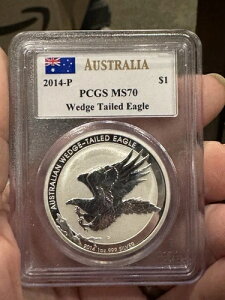 2014-P $1.00 パース造幣局 - シルバーウェッジテールイーグル PCGS MS70 - メルカンティサイン入り