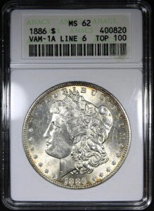 1886�N �����K���E�_���[ ANACS MS62 �\�[�v�{�b�N�X�z���_�[ VAM-1A ���C��6 TOP-100