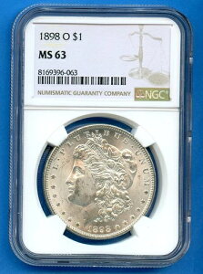 1898 O NGC MS63 �����K����� 1�h�� �č������ǔ��s 1898-O MS-63 �u���X�g�z���C�g