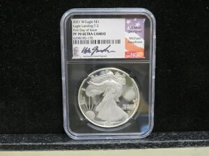 2021 W �V���o�[ �A�����J���C�[�O�� �v���[�t 1�I���X �R�C�� T2 NGC PF 70 �O�A�f�B�I�[�\ �T�C������