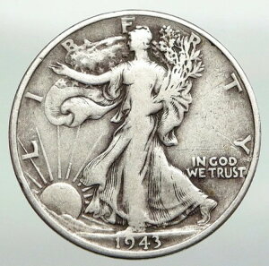 1943年アメリカ合衆国銀貨 ウォーキング・リバティ ハーフドル硬貨 白頭鷲 i92208