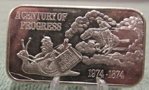 VTG 1974 A Century of Progress USPS 1�g���C�I���X .999 �V���o�[�o�[ �f�X�o���[�~���g
