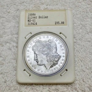 1880年 S MS モルガン銀貨 1ドル 米国造幣局 希少なハンネス・タルヴィングホルダー入り