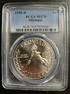 1988-D オリンピックトーチ記念 シルバードル PCGS MS70 ブルーラベル