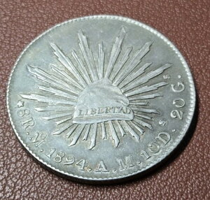 �f���炵��1894-Mo 8 Reales AM ���L�V�R��񋤘a���V���o�[�L���b�v�����C�Y