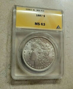 1887�N P ���[�K�� �V���o�[�h�� ANACS MS63 TRUE BU Gem Bright White High Grade �R�C��