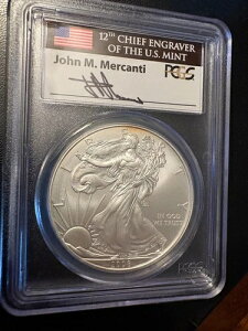 2008�N W �o�[�j�b�V���h �V���o�[ �C�[�O�� PCGS MS70 �W�����E�}�[�J���e�B �t���b�O���x�� �g�[�����i��