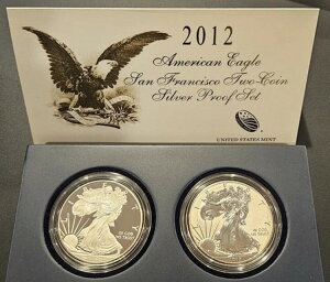 2012年 アメリカ造幣局 アメリカンイーグル サンフランシスコ 2枚組 シルバードル プルーフセット