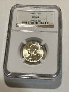 1946年 D ワシントン シルバー クォーター 魅力的な光沢 *NGC MS 67*