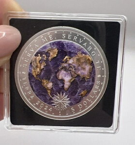 アメジスト ミスティック アース テラ 1オンス シルバー コイン 5ドル トケラウ 2024年