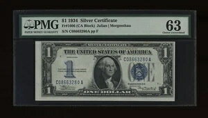 DBR 1934 $1 Vo[ t@j[obN Fr. 1606 CA ubN PMG 63 VA C08663280A
