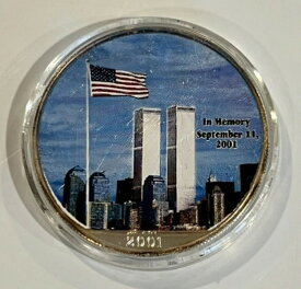 2001年 カラー化された1ドルアメリカンシルバーイーグル911ツインタワー旗9月11日