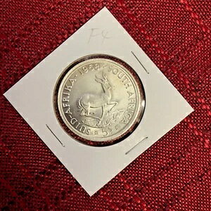 1958年南アフリカ銀貨5シリング - エリザベス2世、スプリングボック、F4