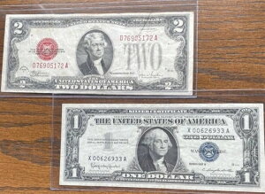 1928N F $2 bhV[ & 1957B $1  bg 1 e X00626933 A