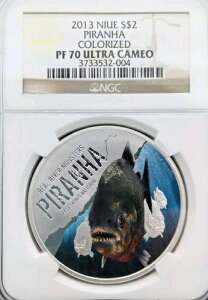 銀貨 NGC PF 70 UC 非常に希少 ニウエ 2013 ピラニア リアルリバーモンスター 2ドル