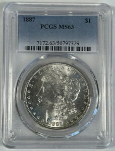1887年 モルガン銀貨 1ドル硬貨 PCGS MS 63
