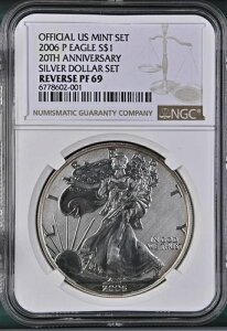 2006-P �V���o�[�C�[�O�� 20���N�L�O $1 Rev PF 69 NGC �����č������ǃZ�b�g BX13-22