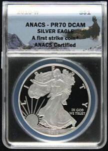 2010 W アメリカン シルバー イーグル コイン $1 1オンス ANACS PR70 DCAM ファースト ストライク ASE