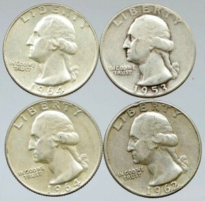 アメリカ合衆国大統領ワシントン記念銀貨 25セント硬貨 4枚セット i116374