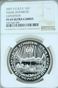 2007年 サウスジョージア&サンドイッチ諸島 銀貨 2ポンド NGC PF 69 ウルトラカメオ レア