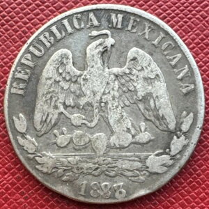 メキシコ 1883-CHa-M 銀貨 50センタボ。ダブルダイ表面。少量発行。KM番号 407.1
