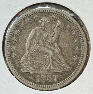 1857年製 リバティ シーテッド クォーター スーパーオリジナル XF/AU CHRC