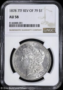 1878-P 1h K NGC AU 58 | 7TF Rev of 79