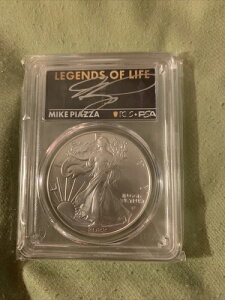 PCGS レジェンド・オブ・ライフ マイク・ピアッツァ ファースト・ストライク 2022年 シルバーイーグル MS70 サイン入りオート