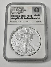 2017 W アメリカン シルバー イーグル S $1 PF 70 ウルトラ カメオ アンジェラ ブキャナン シグネチャー