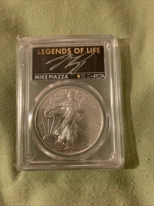 PCGS レジェンド・オブ・ライフ マイク・ピアッツァ ラストデイ・プロ 2021 シルバーイーグル MS70 サイン入りオート