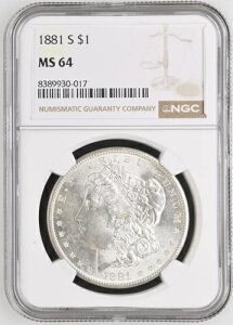 1881-S モーガン銀貨 1ドル - NGC MS 64 - 美しいコイン