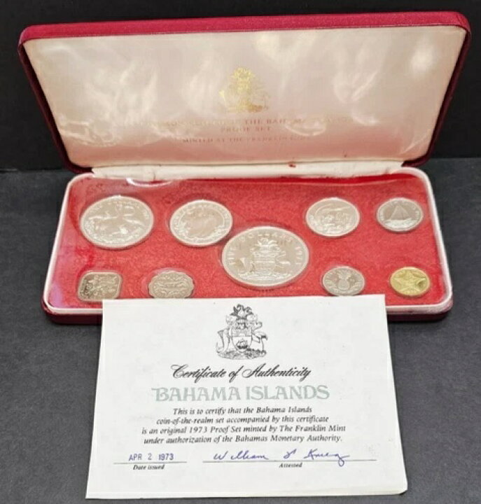楽天市場】1973年 バハマ プルーフコインセット 銀貨4枚ケース＆COA 