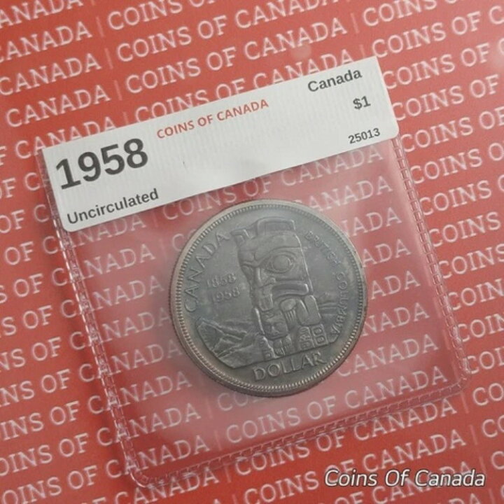 楽天市場】1958年カナダ 1ドル銀貨 未流通 美しい色合いのブルー 