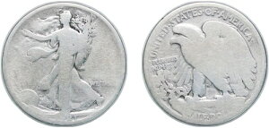 アメリカ合衆国 1921年 1/2ドル銀貨 900 VG