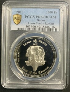 K{ 2017 1000 t / Lunar Skull- Rooster / PCGS PR69DCAM / ɔVo[!