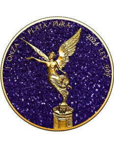 アメジスト プレシャスジェムストーン リベルタッド 1オンス シルバーコイン メキシコ 2024