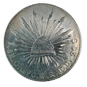 1890年 Go RR メキシコ 8レアル グアナファト造幣局 BU/UNC 銀貨 KM 377.8