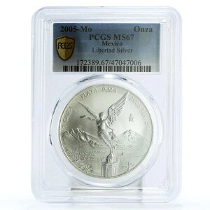 メキシコ 1オンザ・リベルタッド 独立の天使 MS67 PCGS 銀貨 2005年