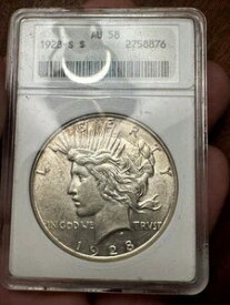 1st Gen Soapbox Holder 1928-S Peace Silver Dollar ???? Variety $1 ANACS AU58 90%