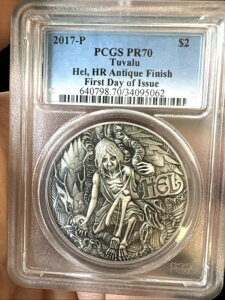 2017�N P �k���̏��_ �w�� �n�C�����[�t �A���e�B�[�N 2�I���X �V���o�[ $2 �R�C�� PCGS PF70 FD