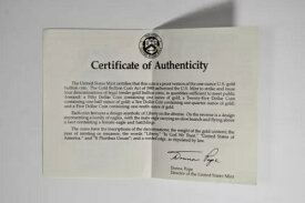 1989年 50ドル 1オンス プルーフ ゴールド アメリカンイーグル 真正証明書 - COAのみ